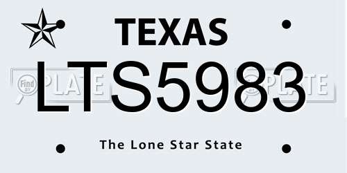 LTS5983 Texas License Plate