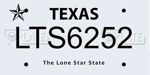 LTS6252 Texas License Plate