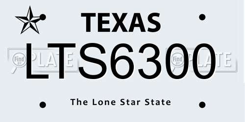 LTS6300 Texas License Plate