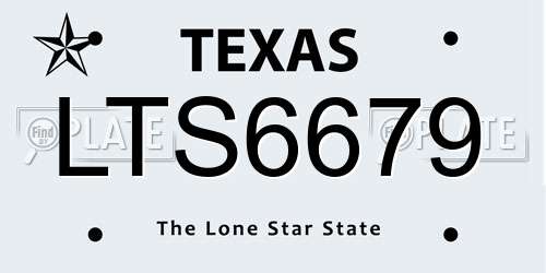 LTS6679 Texas License Plate