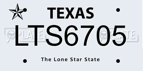 LTS6705 Texas License Plate