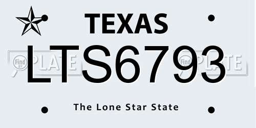 LTS6793 Texas License Plate