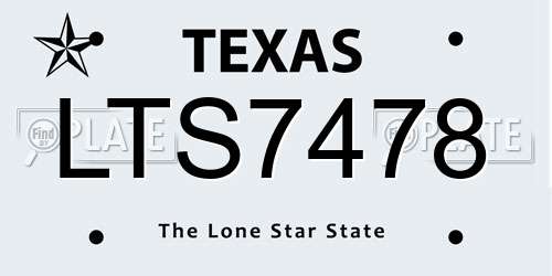 LTS7478 Texas License Plate