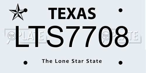 LTS7708 Texas License Plate
