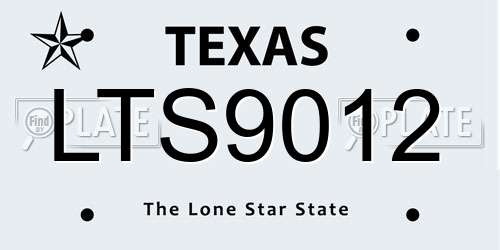 LTS9012 Texas License Plate