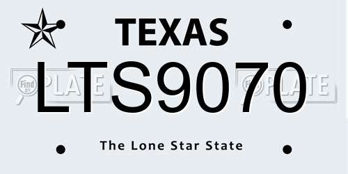 LTS9070 Texas License Plate