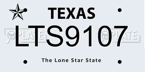 LTS9107 Texas License Plate