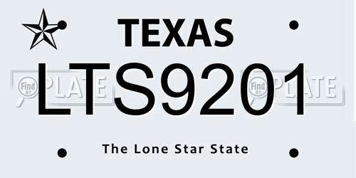 LTS9201 Texas License Plate