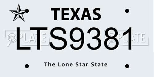 LTS9381 Texas License Plate