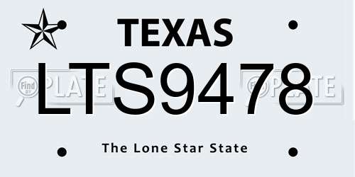 LTS9478 Texas License Plate