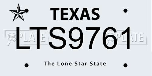 LTS9761 Texas License Plate