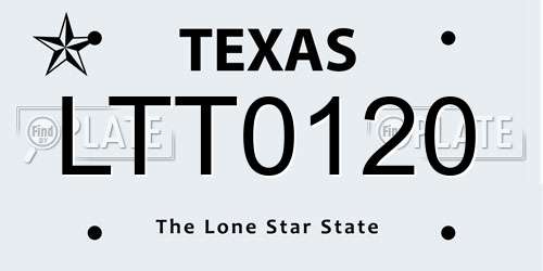 LTT0120 Texas License Plate