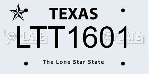 LTT1601 Texas License Plate