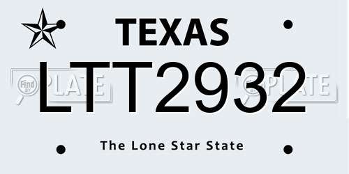 LTT2932 Texas License Plate