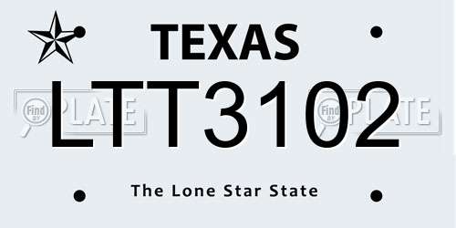 LTT3102 Texas License Plate