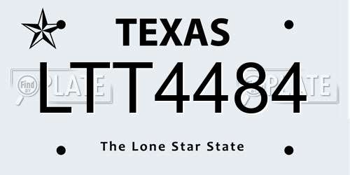 LTT4484 Texas License Plate