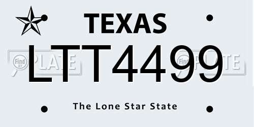 LTT4499 Texas License Plate