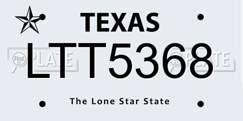 LTT5368 Texas License Plate