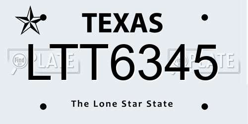 LTT6345 Texas License Plate