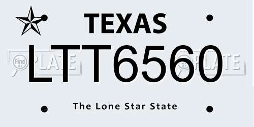 LTT6560 Texas License Plate