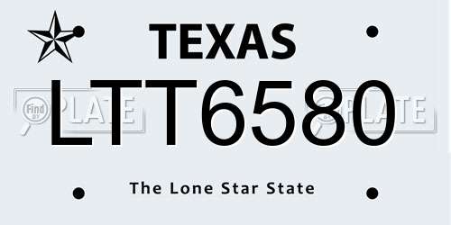 LTT6580 Texas License Plate