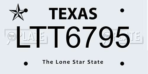 LTT6795 Texas License Plate