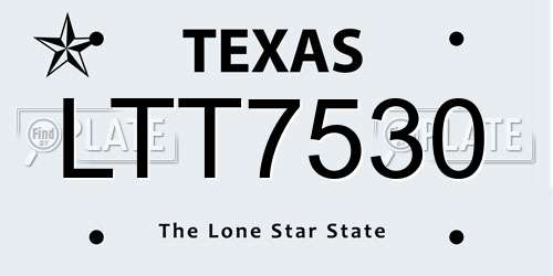 LTT7530 Texas License Plate