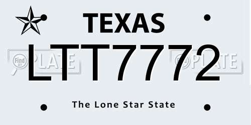 LTT7772 Texas License Plate