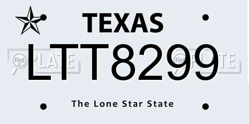 LTT8299 Texas License Plate