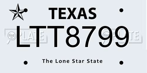 LTT8799 Texas License Plate