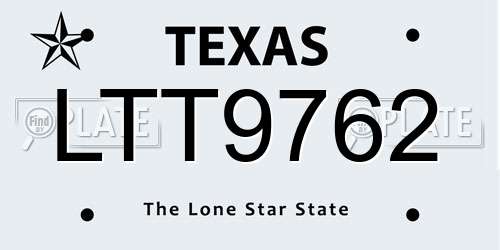 LTT9762 Texas License Plate