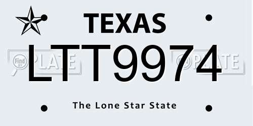 LTT9974 Texas License Plate
