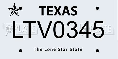 LTV0345 Texas License Plate