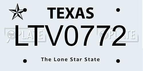 LTV0772 Texas License Plate