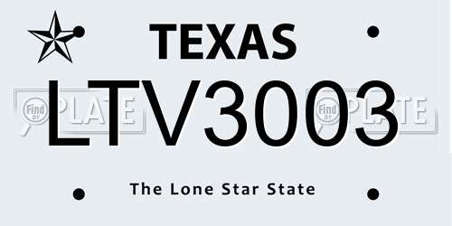 LTV3003 Texas License Plate