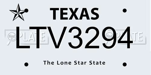 LTV3294 Texas License Plate
