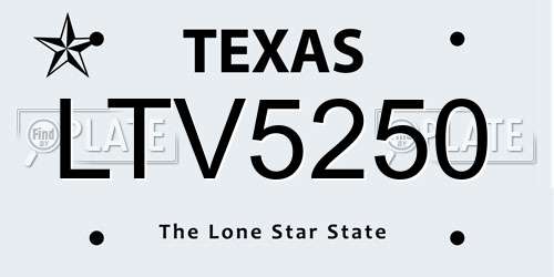 LTV5250 Texas License Plate