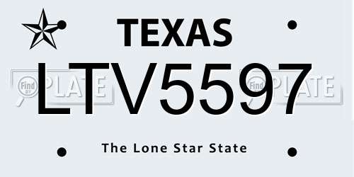 LTV5597 Texas License Plate