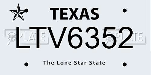 LTV6352 Texas License Plate