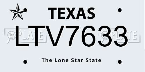 LTV7633 Texas License Plate