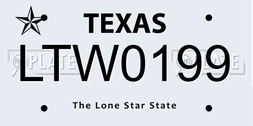 LTW0199 Texas License Plate
