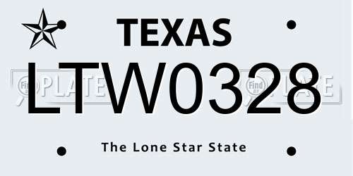 LTW0328 Texas License Plate