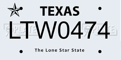 LTW0474 Texas License Plate