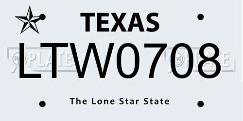 LTW0708 Texas License Plate