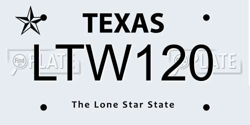 LTW120 Texas License Plate