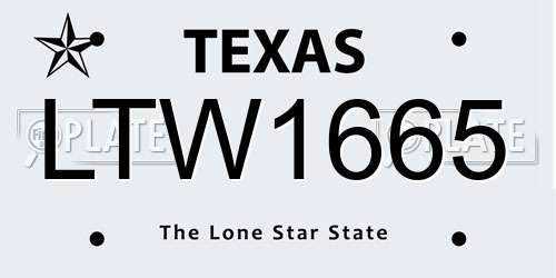 LTW1665 Texas License Plate