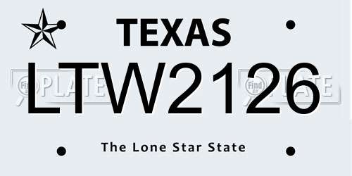 LTW2126 Texas License Plate