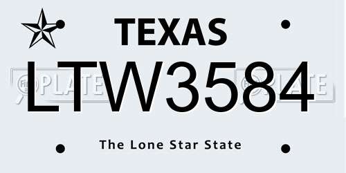 LTW3584 Texas License Plate