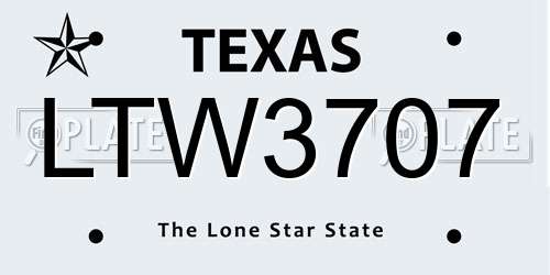 LTW3707 Texas License Plate