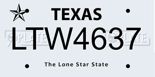 LTW4637 Texas License Plate